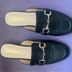 Cushionaire Women's Black Mules with Silver Detailing
